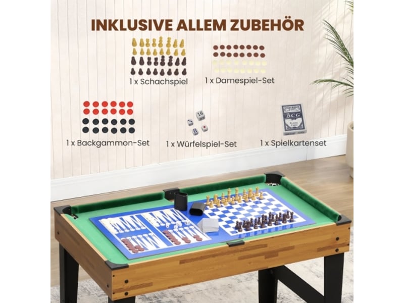  Table de jeu 13 en 1, baby-foot, échecs, billard, ping-pong, mdf et plastique, noyer  - Conforama D