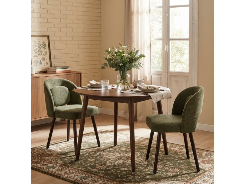  Lot de 2 chaises de salle à manger 46 x 46 x 77,5 cm vert foncé, bois d'hévéa avec soutien lombaire  - Conforama B