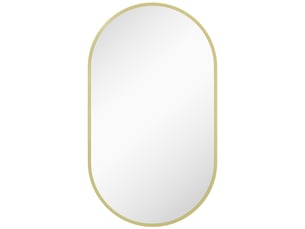 Miroir ovale mural cadre en aluminium style minimaliste montage vertical ou horizontal avec 3 crochets doré 40 x 70 cm