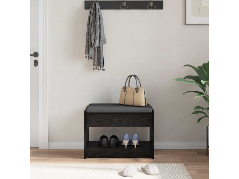  Banc d'entrée, banc interieur chêne noir 63x38x45 cm  - Conforama D