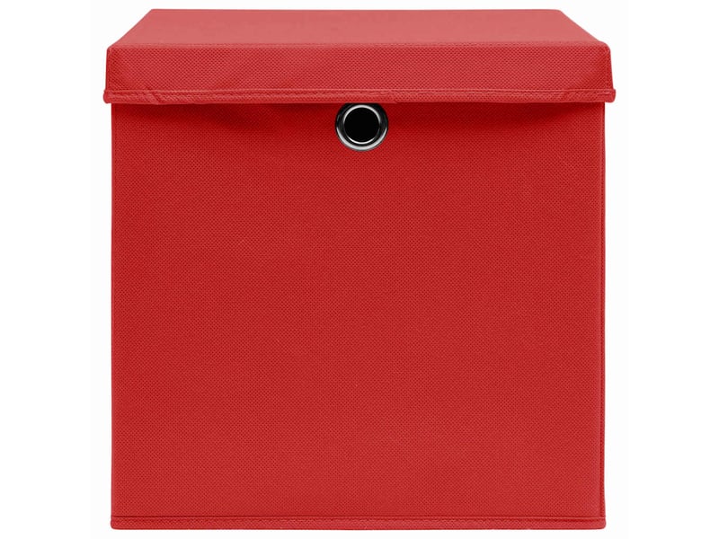  Boîtes de rangement avec couvercles 4 pcs 28x28x28 cm rouge  - Conforama D