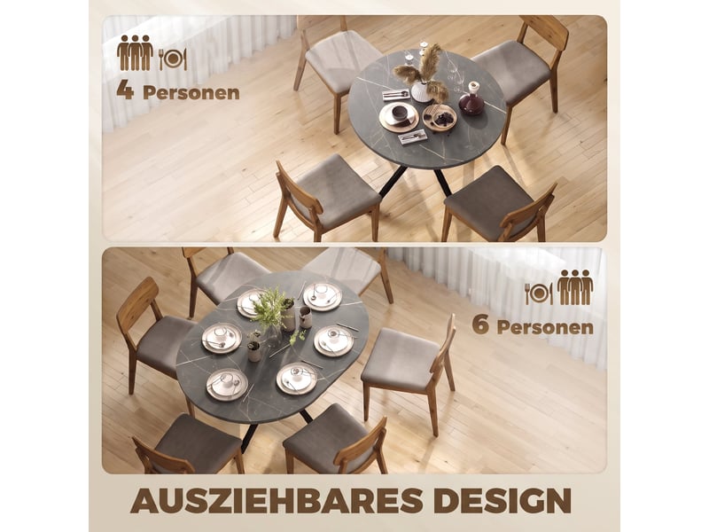  Table à manger extensible 4 à 6 personnes mdf et acier noir 135 x 100 x 75 cm  - Conforama D