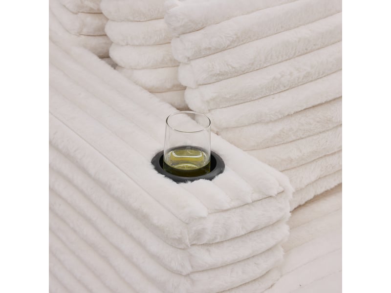  Chaise longue surdimensionnée en fausse fourrure, canapé de repos 2 places avec porte-gobelets intégrés, sans montage  - Conforama D