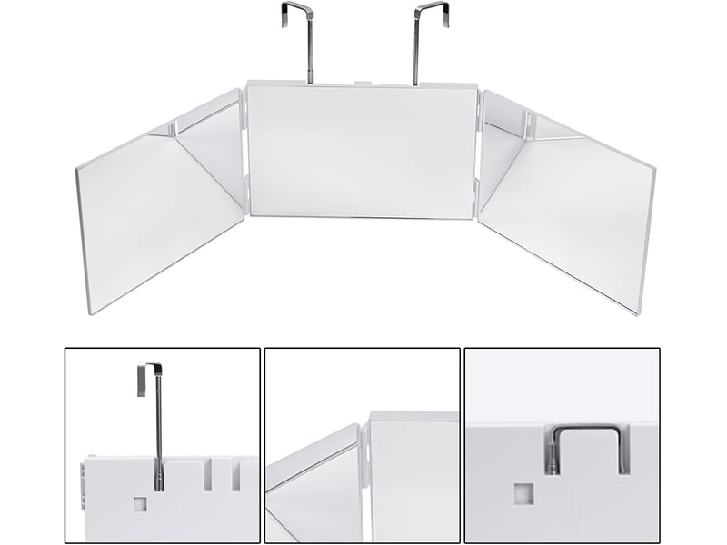 Miroir de courtoisie pliable réglable à 360° – miroir de salle de bain, blanc - Conforama B