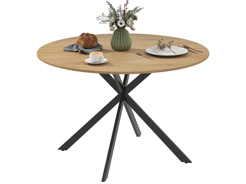  Table à manger ronde, table de cuisine panneau de particules chêne 120x120x75cm  - Conforama B