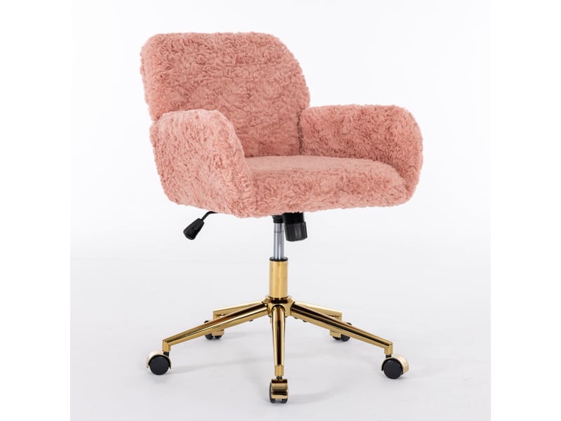 Chaise de bureau en fausse fourrure pivotante avec accoudoirs 61 x 60 x 90 cm W3223P498565 - Conforama B