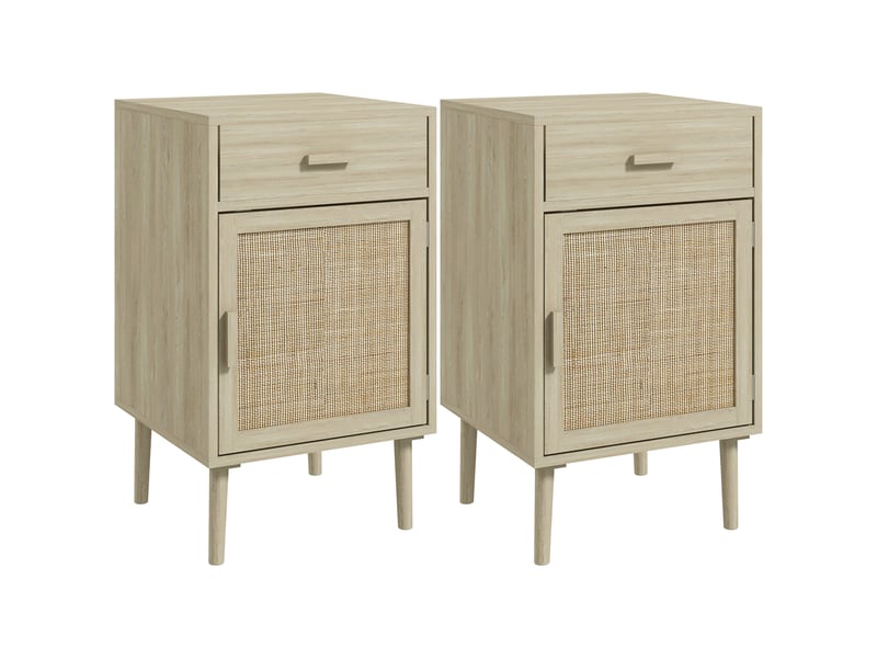  Lot de 2 tables de chevet, tables de nuit avec tiroir et placard, étagère réglable, 40 x 40 x 68,5 cm, chêne  - Conforama A