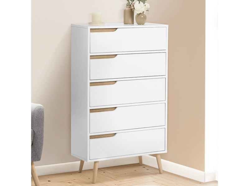 Chiffonnier 5 tiroirs helsinki 60 cm scandinave blanc commode semainier  - Conforama B