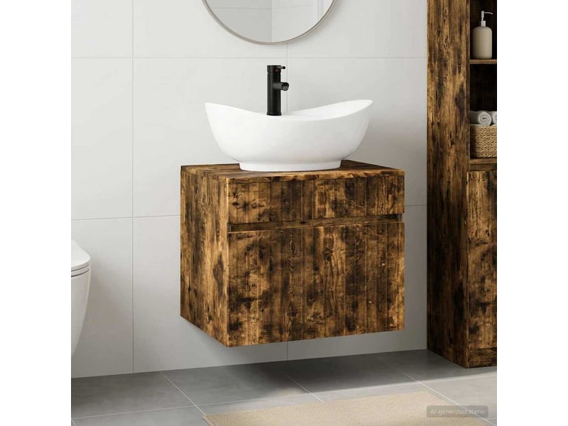Ensemble de mobilier de salle de bain chêne fumé cf64635 - Conforama B