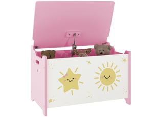 Coffre de rangement pour jouets et vêtements d'enfants avec couvercle, 60 x 37 x 39 cm, rose