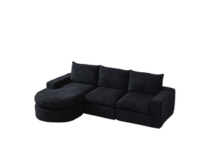Canapé d’angle modulable avec méridienne réversible 4 modules - lpospi - coussins double épaisseur chenille noir 250 × 160 × 80 cm