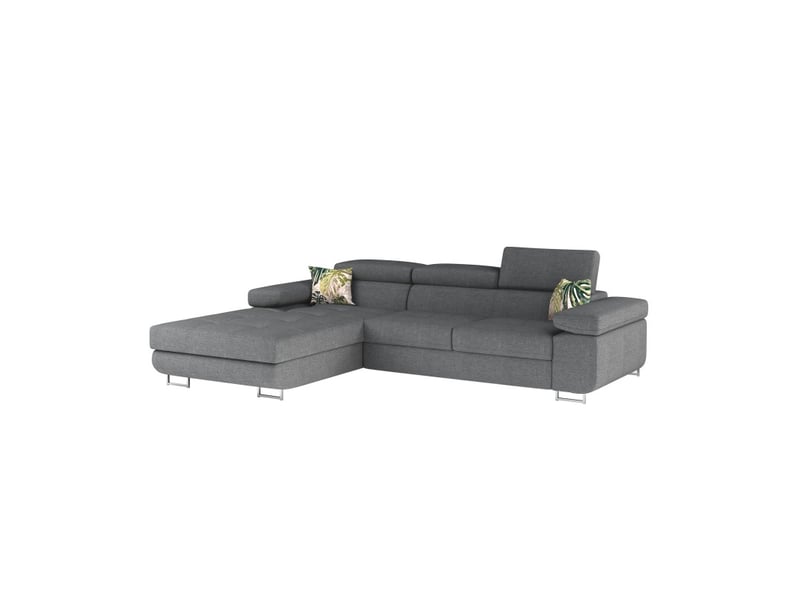 Canapé d'angle convertible amanda gris clair en tissu effet lin avec coffre - Conforama E