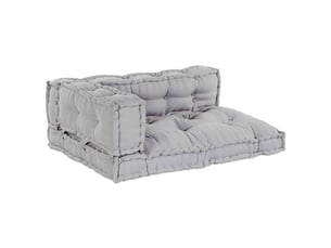 Coussin de canapé sur palette, coussin de chaise 3 pc tissu gris 120 x 80 x 38 cm cf54209