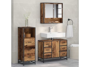 Ensemble de mobilier de salle de bain 3 pc bois ancien cf64274