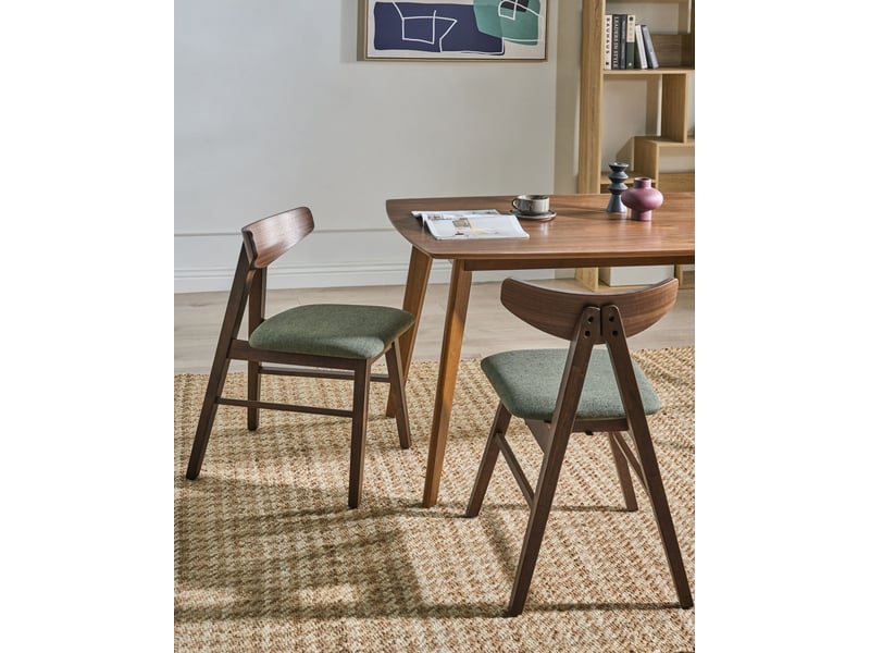 Lot de 2 chaises de salle à manger lacota bois marronvert  - Conforama B