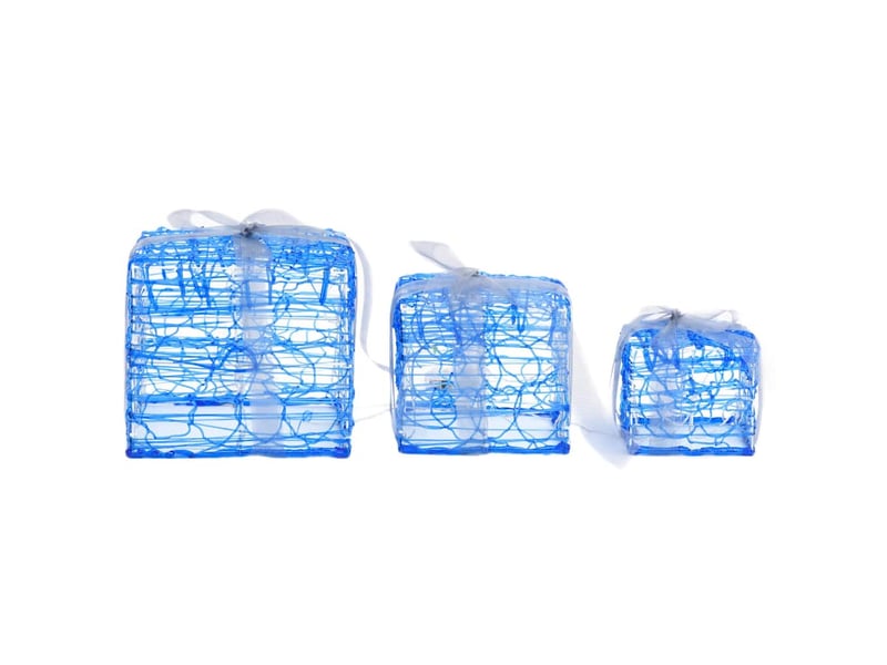  Boîtes-cadeaux de noël décoratives 3 pcs acrylique blanc froid  - Conforama E