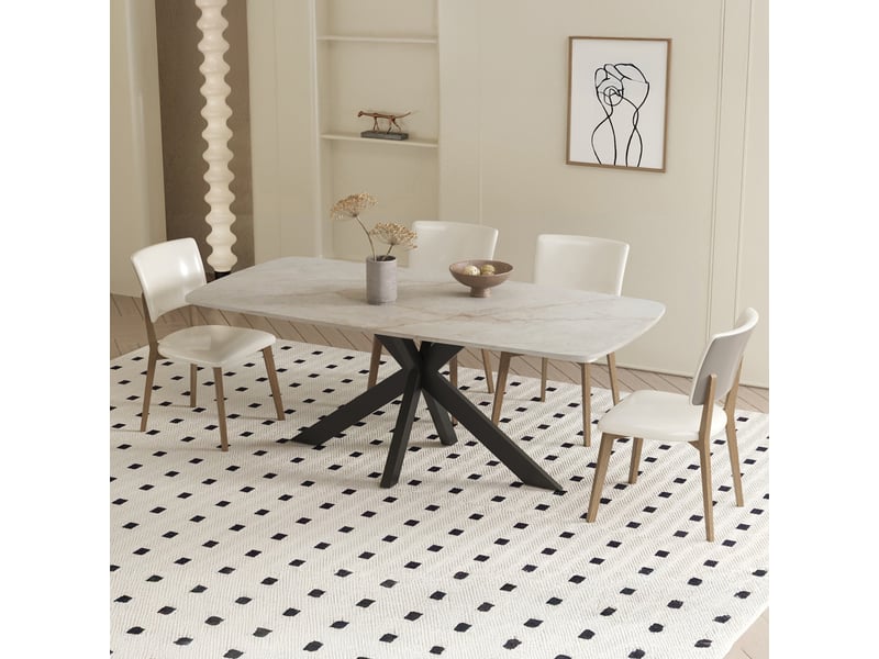Apollo xl - table à manger en pierre frittée beige 180 cm APOLLO-180-BEI - Conforama C