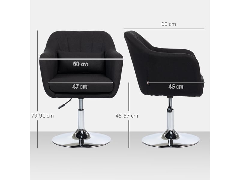  Fauteuil pivotant réglable avec accoudoirs et coussin lombaire noir evryae  - Conforama E