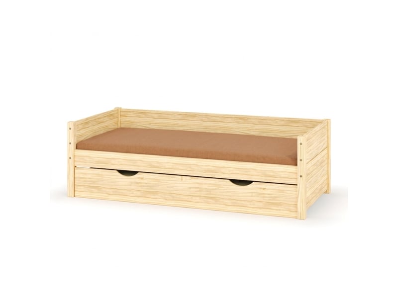 Lit banquette gigogne 90x200 cm louw bois naturel Louw - Conforama B