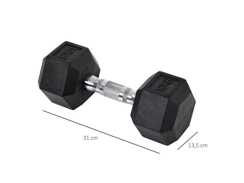  Haltères hexagonales, lot de 2 haltères avec poignées moletées, en fonte, 2 x 10 kg, pour hommes et femmes, usage domestique, salle de sport, musculation  - Conforama E