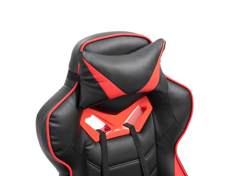  Fauteuil gaming 65x70x118,5-128,5 cm noir en simili cuir pu, massage, dossier inclinable et repose-pieds  - Conforama D