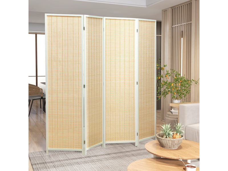  Paravent en bois séparateur de pièce closion de séparation pliable 4 panneaux bois naturel 180 x 180 cm  - Conforama D