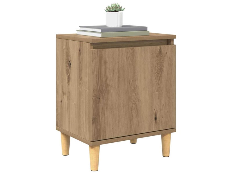  Table de chevet chêne artisanal 40 x 30 x 50 cm  - Conforama C