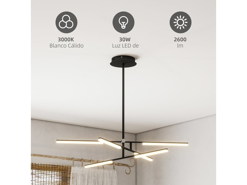  Plafonnier led moderne ø100x79 cm avec abat-jour en acrylique, angle d'éclairage réglable pour salon, chambre ou cuisine  - Conforama E