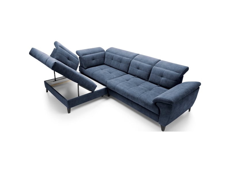  Canapé d'angle bleu 5 places angle gauche méridienne 210cm inferno  - Conforama D