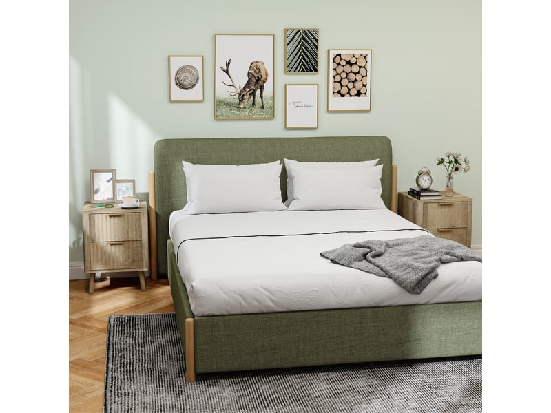  Lot de 2 tables de chevet avec 2 tiroirs cannelés pour chambre à coucher, salon, 40 x 40 x 53 cm, chêne  - Conforama C