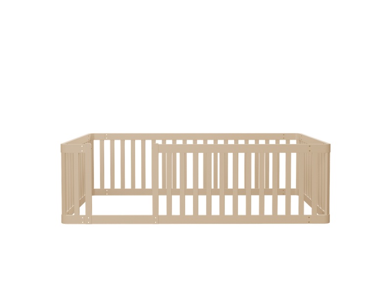 Lit enfant en bois 90x200 cm - avec barrière semi-fermée - pin - beige (sommier et matelas non inclus)  - Conforama R