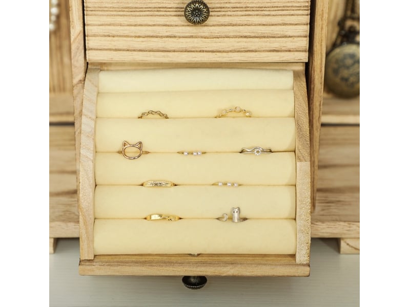  Boîte à bijoux 26,5x16x33,5 cm miroir intégré bois marron  - Conforama C