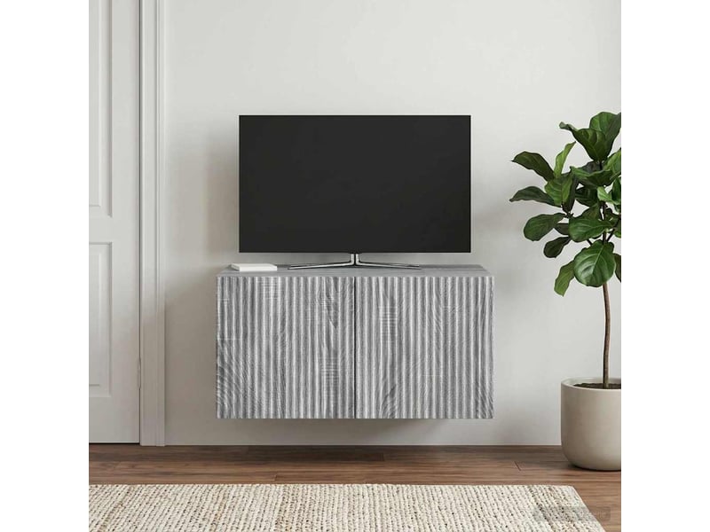  Meuble tv - banc tv - meuble de rangement mural 59,5 x 41 x 30 cm sonoma gris bois d'ingénierie  - Conforama D