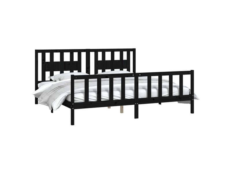 Lit double- lit adulte -  cadre de lit sans matelas noir bois massif de pin 200x200 cm  - Conforama B