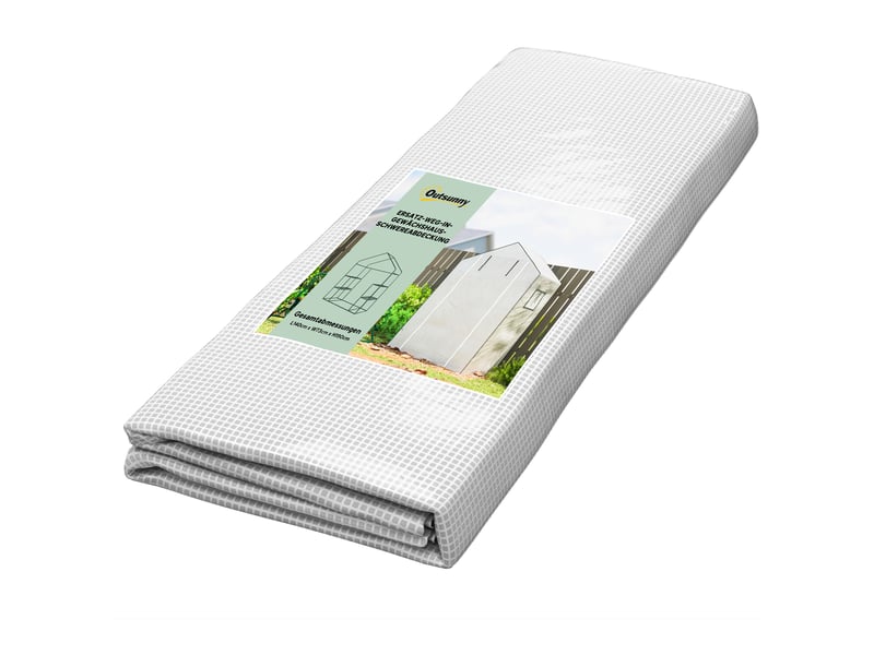  Film de remplacement pour serre, bâche de rechange avec protection uv, porte sectionnelle, fenêtres latérales, film seul 140 x 73 x 190 cm, blanc  - Conforama A