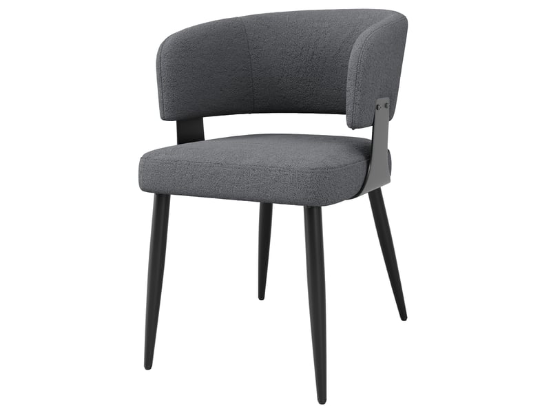  Chaise salle à manger en flanelle de haute qualité, pour cuisine, lot de 6 chaises avec dossier incurvé, salon, salle à manger, gris  - Conforama W
