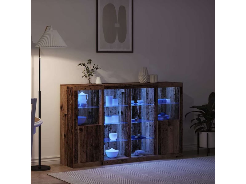  Buffet - bahut - meuble de rangement led bois ancien 163 x 37 x 100 cm bois d'ingénierie  - Conforama E