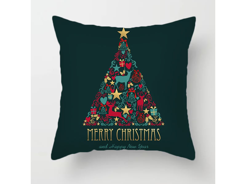  Housses de coussin joyeux noël - lot de 4 housses de coussin décoratives de noël avec cerf pour canapé, chambre et décoration intérieure, 45 x 45 cm, vert  - Conforama D