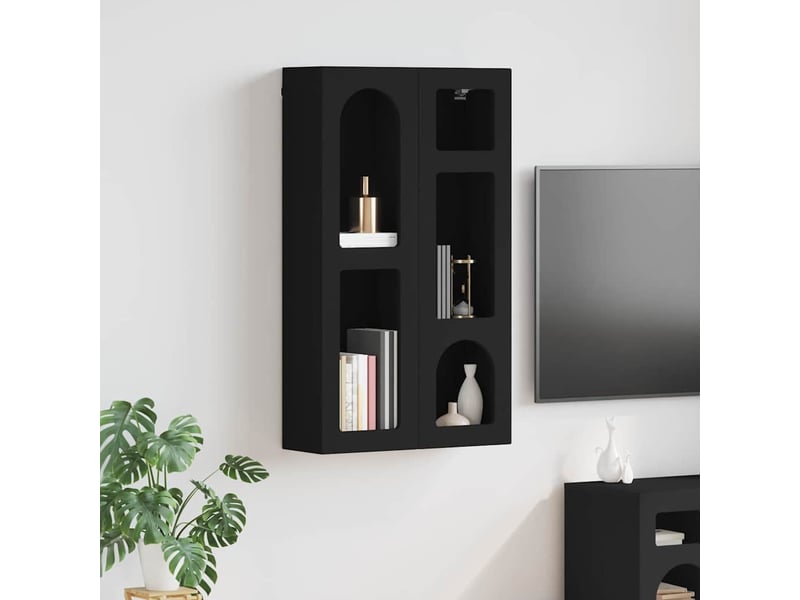  Armoire suspendue, meuble de rangement elst noir 59x20x100 cm bois d'ingénierie  - Conforama B