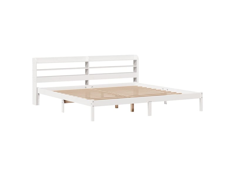  Lit double- lit adulte -  cadre de lit sans matelas blanc 180x200 cm bois massif de pin  - Conforama B