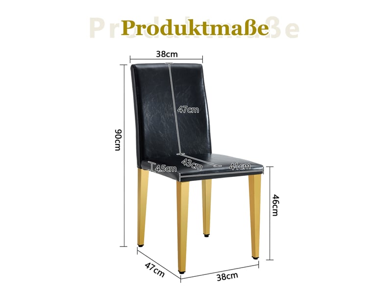  Lot de 6 chaises de salle à manger noires et dorées homvra  - Conforama C