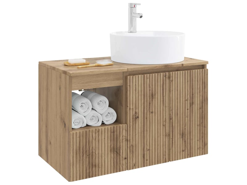 Ensemble de mobilier de salle de bain 2 pc chêne artisanal cf64067 - Conforama C