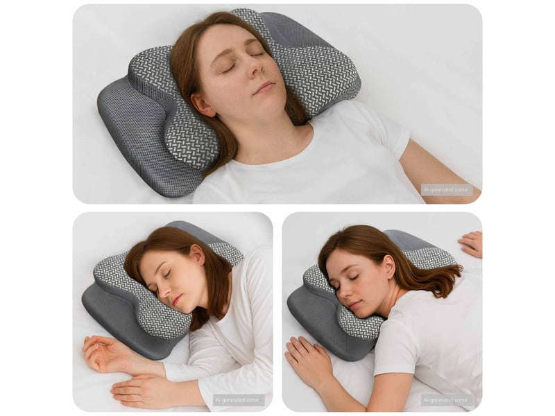 Oreiller, coussin cervical gris mousse à mémoire de forme 58 x 38 x 12 cm cf51356 - Conforama B