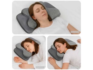 Oreiller, coussin cervical gris mousse à mémoire de forme 58 x 38 x 12 cm cf51356