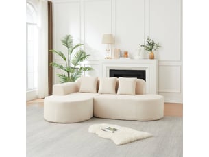 Canapé d'angle - 220x155x70 cm - canapé en l angle gauche modulaire velours côtelé avec 3 coussins sans montage - beige