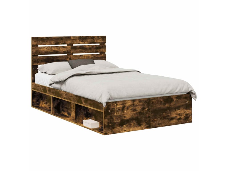 Lit double- lit adulte - cadre de lit chêne fumé 120 x 190 cm pin massif - Conforama A