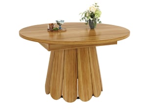 Table à manger extensible ronde, table de salle à manger en bois, 118-158 cm, jusqu'à 6 personnes