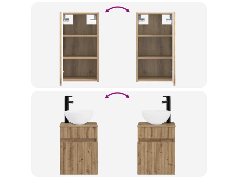Ensemble de mobilier de salle de bain 3 pc chêne artisanal cf64307 - Conforama E