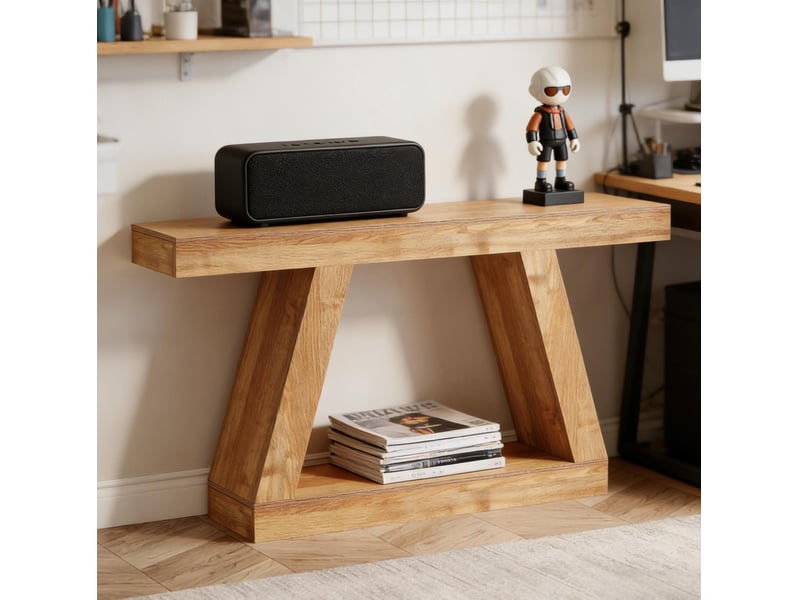  Table console 140x30x80 cm rustique mdf naturel  - Conforama E
