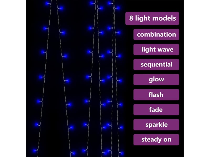  Rideaux lumineux à led 3x3 m 300 led bleu 8 fonctions cf44501  - Conforama D